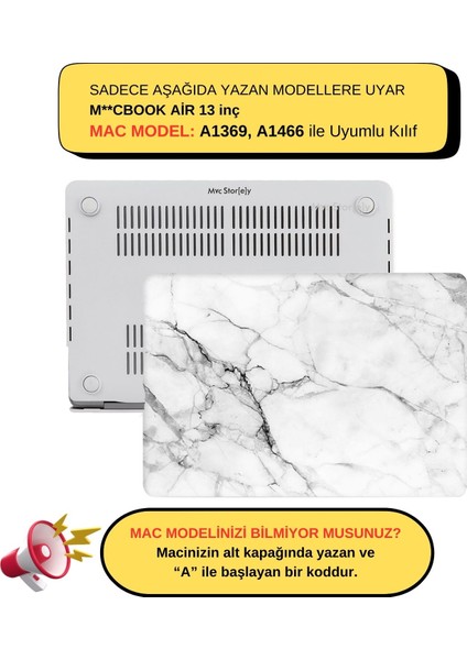 Macbook Air Kılıf 13 inç Mermer11NL (Eski USB'li Model 2010-2017) A1369 A1466 ile Uyumlu