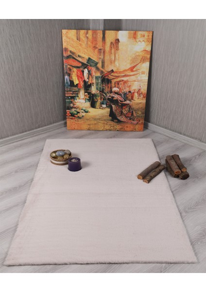 Dekoratif Tavşan Tüyü Ultra Yumuşak Peluş Kaymaz Halı Yolluk
