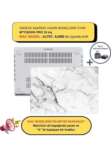 Macbook Pro Kılıf 15 inç A1707 A1990 ile Uyumlu Mermer11NL