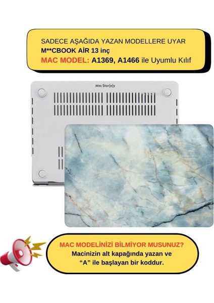 Macbook Air Kılıf 13 inç Mermer11NL (Eski USB'li Model 2010-2017) A1369 A1466 ile Uyumlu