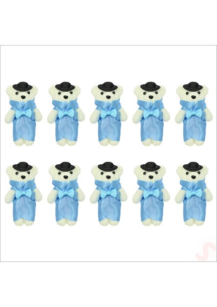 Minik Ayıcık Süs, 11cm x 6cm - Mavi - 10 Adet