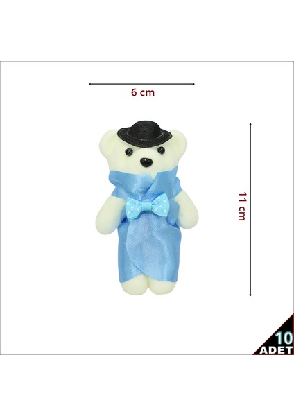 Minik Ayıcık Süs, 11cm x 6cm - Mavi - 10 Adet fiyatları
