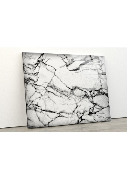 Beyaz Mermer Desenli Temperli Cam Duvar Tablosu fiyatları