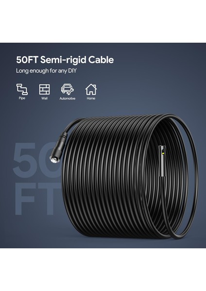 Üç Lensli Işıklı Kanalizasyon Inceleme Kamerası - 15 m Kablo - 7.9 mm