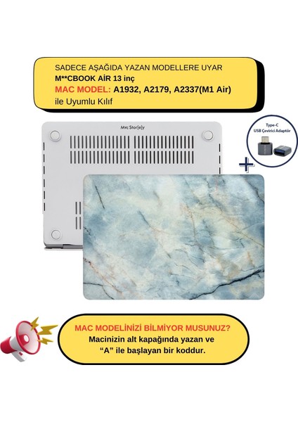 Macbook Air M1 Kılıf 13inç A1932 A2179 A2337 ile Uyumlu Marble11NL
