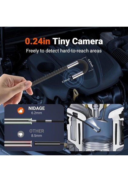 Nıdage Muayene Kamerası, Eklemli Boroskop - 1.6 M Kablo modelleri