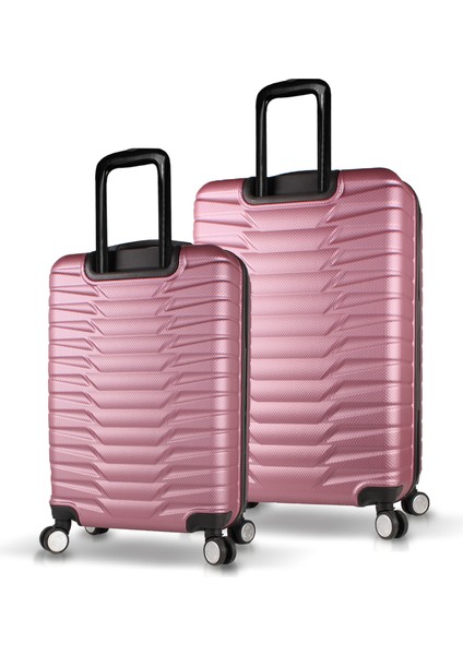 Croc Abs 2'li Valiz Seti (Orta ve Büyük) Rose Gold