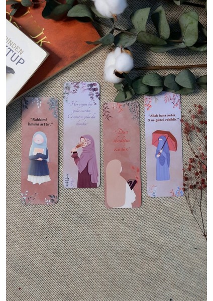 Ahsen Rahmet Yağmuru Lavanta Green Hijab Girl Kitap Ayracı 4'lü