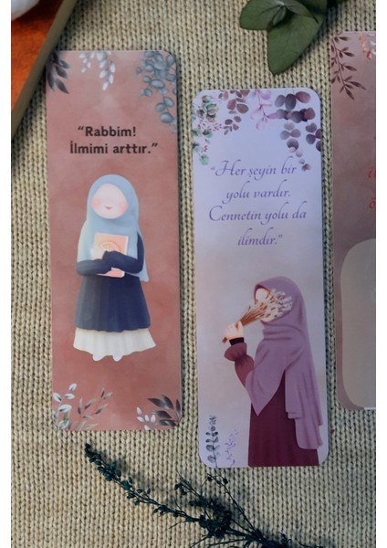 Ahsen Rahmet Yağmuru Lavanta Green Hijab Girl Kitap Ayracı 4'lü