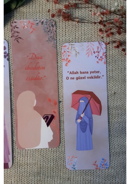 Ahsen Rahmet Yağmuru Lavanta Green Hijab Girl Kitap Ayracı 4'lü