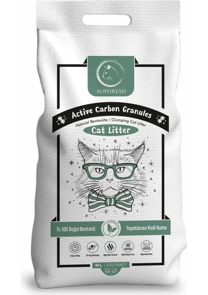 AS250 Aktif Karbonlu granüllü Topaklanan Kedi Kumu 10 Lt Cat Litter