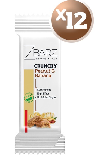 Crunchy Protein Bar Yer Fıstık - Muz 35G (12 Adet)