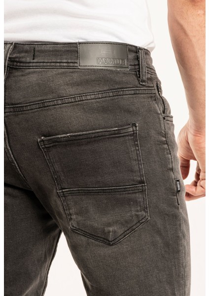 1099 Slim Fit Gri Yıkamalı Rahat Denim Erkek Jeans fırsatları