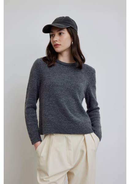 Bisiklet Yaka Fit Triko Kazak Antrasit fiyatları