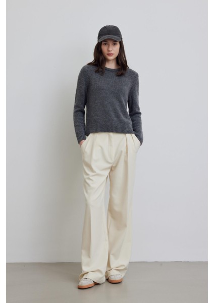 Bisiklet Yaka Fit Triko Kazak Antrasit modelleri