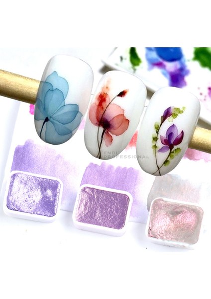 Akvarel Boya Paleti Pırıltılı Renkler Nail Art 12 Renk Tek Pakette No:04