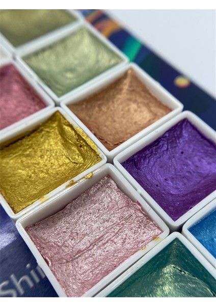 Akvarel Boya Paleti Pırıltılı Renkler Nail Art 12 Renk Tek Pakette No:04