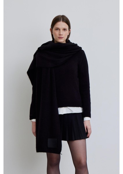 Bisiklet Yaka Fit Triko Kazak Siyah