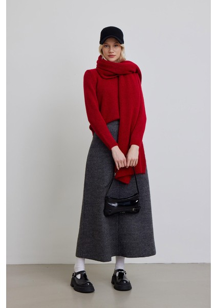 Bisiklet Yaka Fit Triko Kazak Kırmızı modelleri