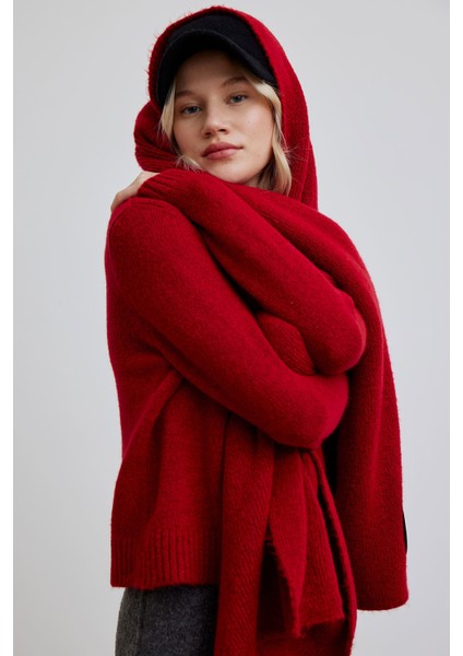 Bisiklet Yaka Fit Triko Kazak Kırmızı fırsatları