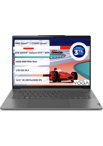 Yoga Pro 7 14ARP8 Ryzen 7 7735HS  16GB 1 TB SSD 14.5" 6 GB RTX 3050 3K Freedos 83AU003YTX