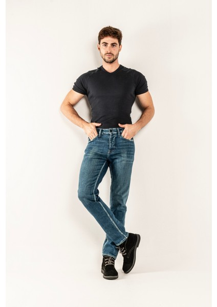 333 Slim Fit Mavi Yıkamalı Rahat Denim Erkek Jeans