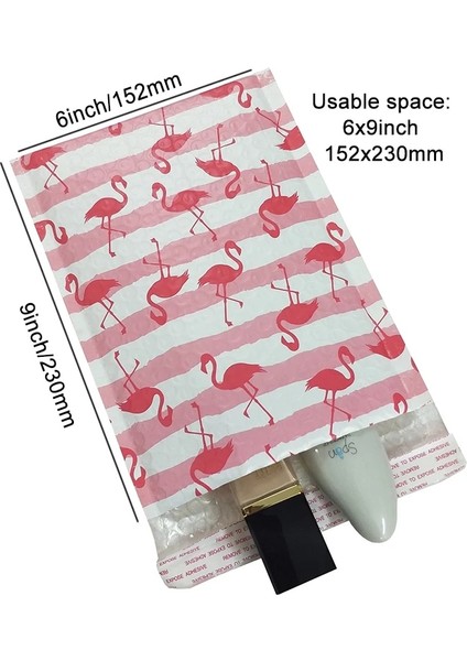 FLAMINGO-17.5X23CM Stili Xoly Bubble Mailer Yastıklı Zarf Kendinden Mühürlü G Torba Kabarcık Zarf Kurye Paketleme Zarfı (Yurt Dışından)