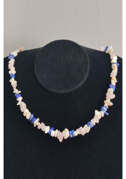 Lapis Lazuli, Pembe Kuvars, Ay Taşı, Sedef Kırıktaş Doğaltaş Kolye modelleri