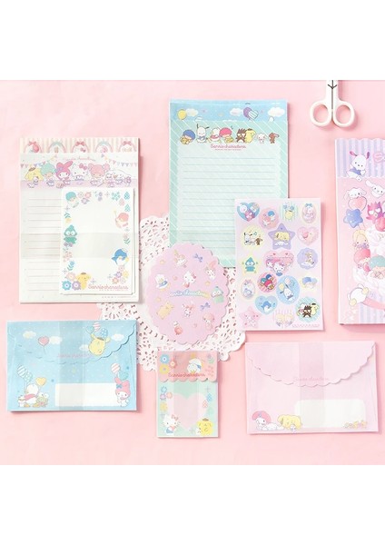 C Stili Adet Sevimli Karikatür Zarf Yazı Kağıdı Seti Doğum Günü Tebrik Kartı Scrapbooking Dekoratif Etiket Kırtasiye Mektupları Hediye (Yurt Dışından)
