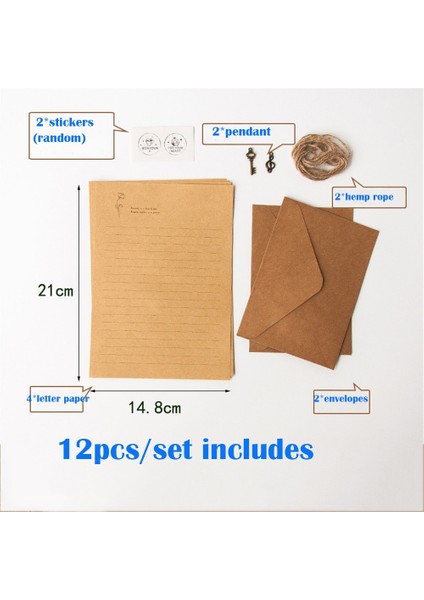 J Tarzı Vintage Kraft Kağıt Zarflar Mektup Kağıt Çıkartmalar ile Set Retro Yazı Defteri Davetiyeleri Ofis Malzemeleri Kırtasiye (Yurt Dışından)