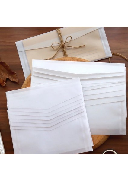 10 x 7 cm Stili Lot Boş Saydam Parşömen Zarflar Dıy Çok Işlevli Hediye Kartı Zarf ile Düğün Doğum Günü Için Mühür Etiketli (Yurt Dışından)