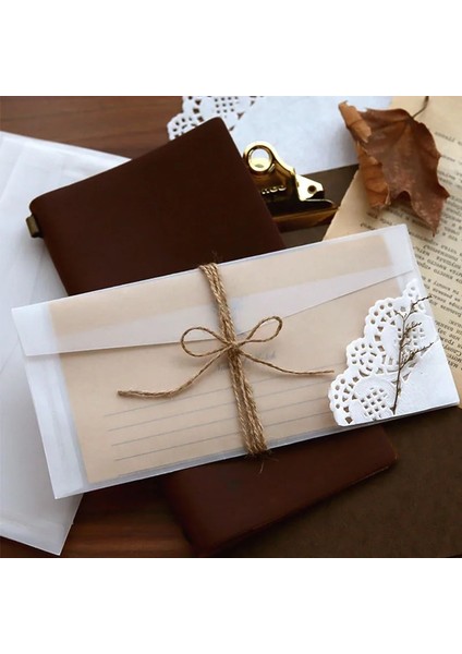 10 x 7 cm Stili Lot Boş Saydam Parşömen Zarflar Dıy Çok Işlevli Hediye Kartı Zarf ile Düğün Doğum Günü Için Mühür Etiketli (Yurt Dışından)