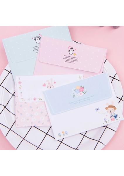 Pembe Penguen Tarzı 1setlot 92* Karikatür Mini Dört Seçim Iki Zarf ve Dört Kağıt Mektup Hediye Malzemeleri Davetiyeler Için Zarflar (Yurt Dışından) fiyatları
