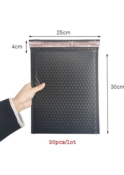 25X30CM Tarzı Kabarcık Film Zarf Çanta Siyah Yastıklı Hediye Paketleme Çantası Sıkışma Önleyici Zarf Kurye Çantası Kabarcık Sarma Paketleme Çantası (Yurt Dışından)