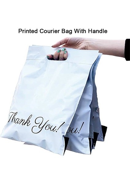 Beyaz DÜZ-32CM Tarzı Baskılı Bez Çanta Ekspres Saplı Çanta Kurye Çantası Kendinden Mühürlü Yapışkanlı Kalın Su Geçirmez Plastik Poli Zarf Posta Çantası (Yurt Dışından)