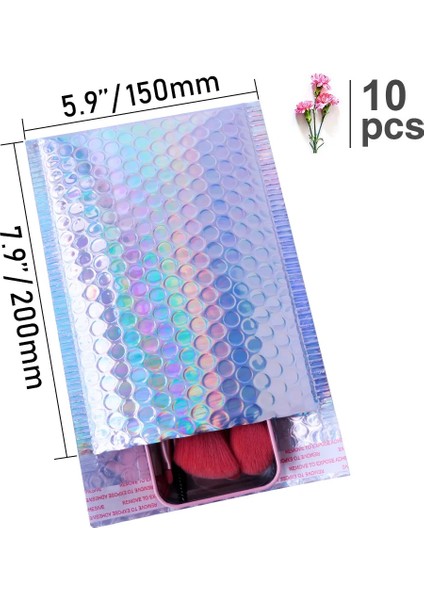 150X200MM-10PCS Tarzı Metalik Folyo Bubble Mailer Makyaj Hediye Çantası Renkli Yastıklı Wrap Ambalaj Kabarcık Zarf Yastıklı Lazer Gümüş Posta Çantası (Yurt Dışından)