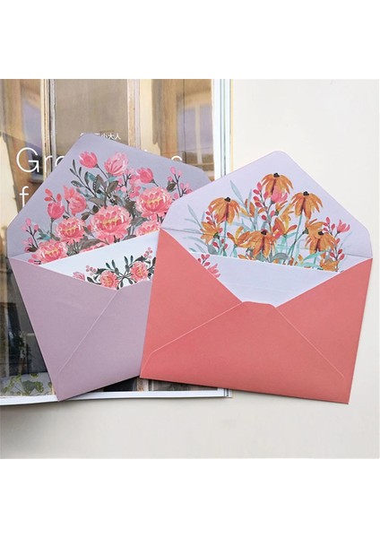 B-6 Adet Zarf Stili Baskılı Çiçek Seti Zarf Kawaii Kırtasiye Düğün Tebrik Kartı Zarf Davet Mektubu Kağıt Ofis Okul Malzemeleri (Yurt Dışından) fiyatları