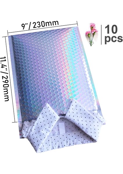 230X290MM-10 Adet Stil Speedy Mailer Lazer Gümüş Posta Zarf Çantaları Su Geçirmez Kurye Çantaları Kabarcık Postaları Yastıklı Kabarcık Zarflar Çanta (Yurt Dışından)
