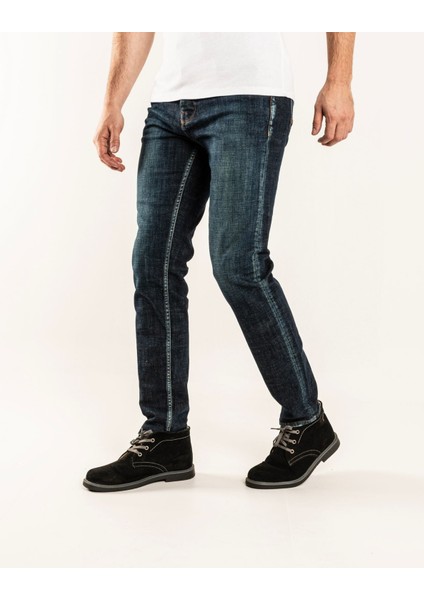 1099 Slim Fit Lacivert Yıkamalı Rahat Denim Erkek Jeans fiyatları