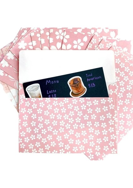 C Stili Er Paketi Pembe Kiraz Çiçeği Zarf Kağıdı Sevimli Çiçek Çiçek El Yapımı Katlama Dıy Mektup Yazmak 17.5cm * 12.5cm (Yurt Dışından) fırsatları