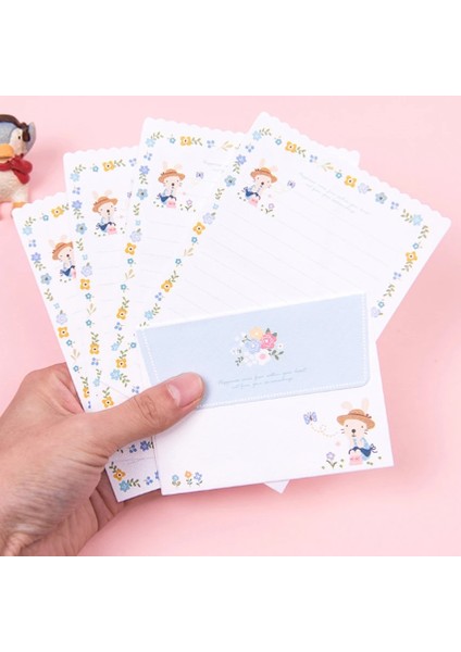 D Stili Et Kawaii Tavşan Penguen Çiçek 2 Zarf + 4 Kağıt Mektup Yaratıcı Kırtasiye Hediye Okul Ofis Malzemeleri (Yurt Dışından) indirimleri