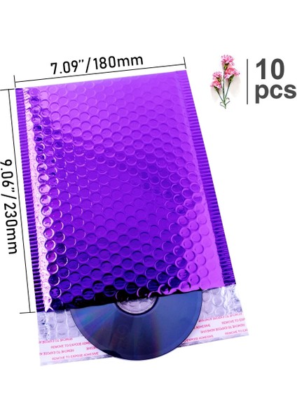 180X230MM-10 Adet Stil Speedy Mailerurple Poli Kabarcık Postaları Alüminyum Folyo Çantalar Yastıklı Zarflar Kendinden Mühürlü Kabarcık Zarf G Mailer (Yurt Dışından)