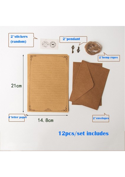 B Tarzı Vintage Kraft Kağıt Zarflar Mektup Kağıt Çıkartmalar ile Set Retro Yazı Defteri Davetiyeleri Ofis Malzemeleri Kırtasiye (Yurt Dışından)