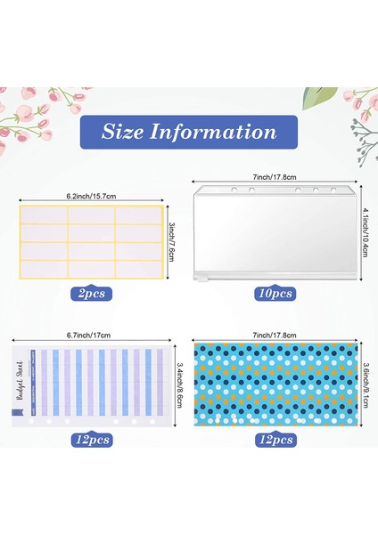 C 36'lı Paket Stili A6 Binder Bütçe Zarfları 12 Bütçe Zarflı Planlayıcı Organizatör 12 Bütçe Sayfaları, 10 Cilt Cepleri, 24 Etiket Etiketi (Yurt Dışından)