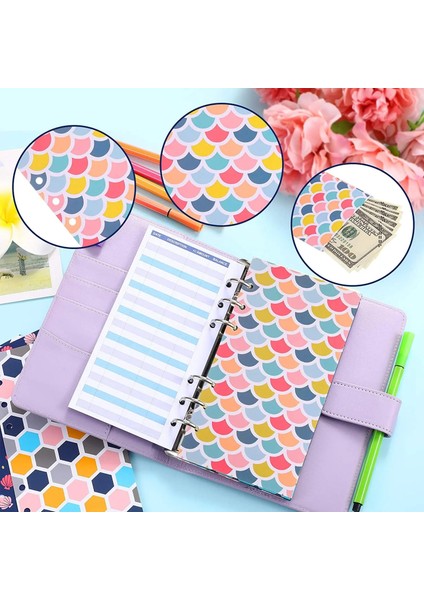 C 36'lı Paket Stili A6 Binder Bütçe Zarfları 12 Bütçe Zarflı Planlayıcı Organizatör 12 Bütçe Sayfaları, 10 Cilt Cepleri, 24 Etiket Etiketi (Yurt Dışından)