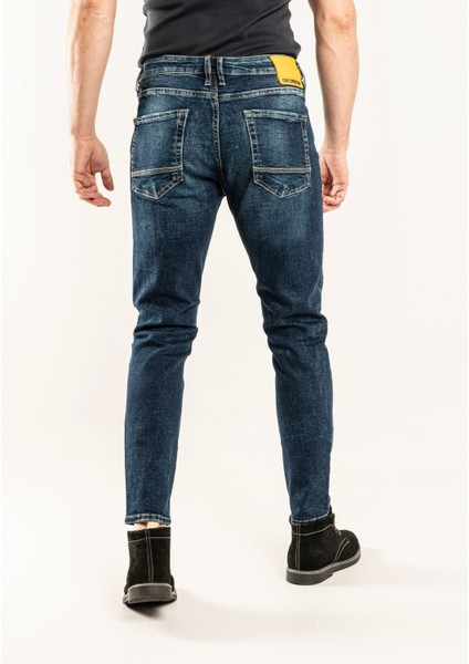0020 Süper Slim Fit Lacivert Yıkamalı Rahat Denim Erkek Jeans indirimleri