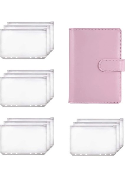 Gösterilen Stil Gibi A6 Cilt Planlayıcı Pembe Defter Cilt ve Eces 6 Delikli Cilt Fermuar Klasör, Cilt Cepleri Nakit Zarf Cüzdan (Yurt Dışından)