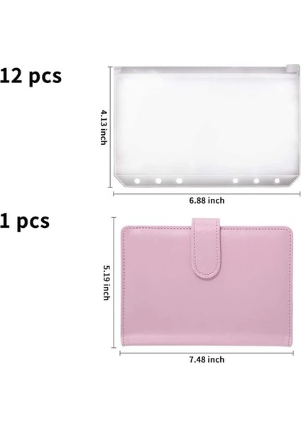 Gösterilen Stil Gibi A6 Cilt Planlayıcı Pembe Defter Cilt ve Eces 6 Delikli Cilt Fermuar Klasör, Cilt Cepleri Nakit Zarf Cüzdan (Yurt Dışından)