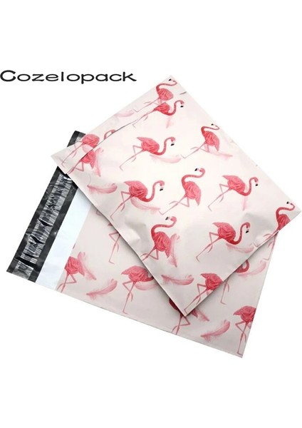 Pembe Flamingo Stili Oly Posta Postaları, 10" x 13" Zarflar Plastik Özel Posta G Çantalar, Kendinden Yapışkanlı Şeritli Poli Posta Zarfı (Yurt Dışından)