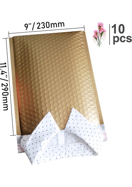 230X290MM-10 Adet Tarzı Ack Mat Altın Posta Zarf Çantaları Su Geçirmez Kurye Çantaları Darbeye Dayanıklı Kabarcık Postaları Yastıklı Kabarcık Zarflar Çanta (Yurt Dışından)